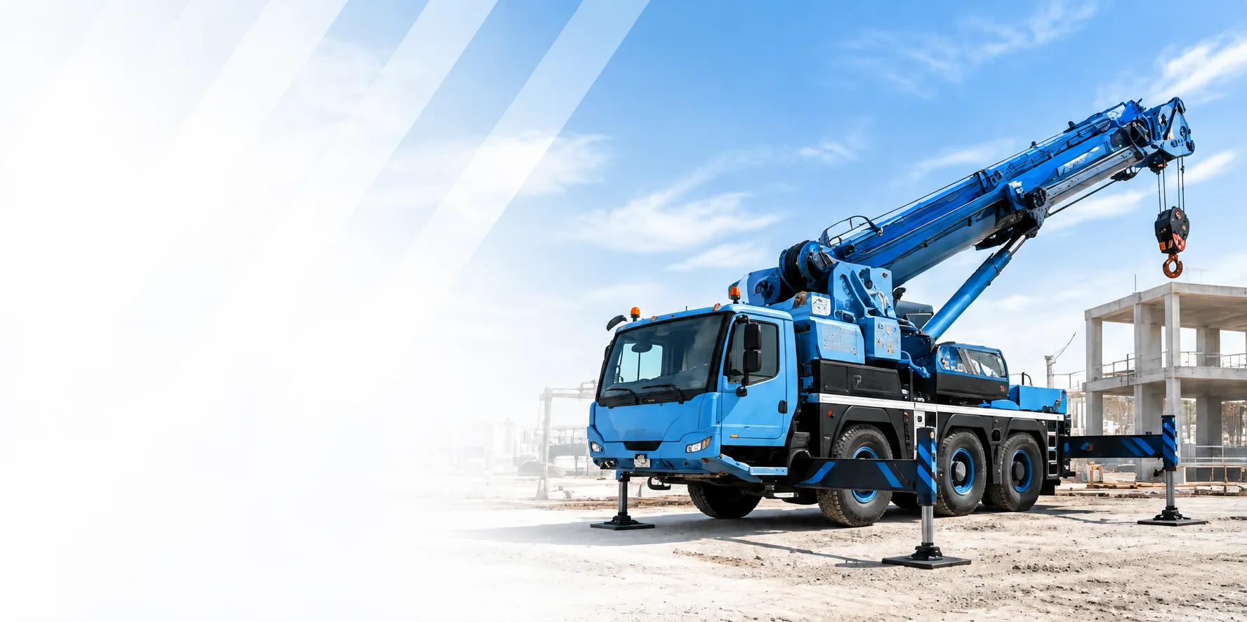 Grue mobile MP Location déployée sur un chantier